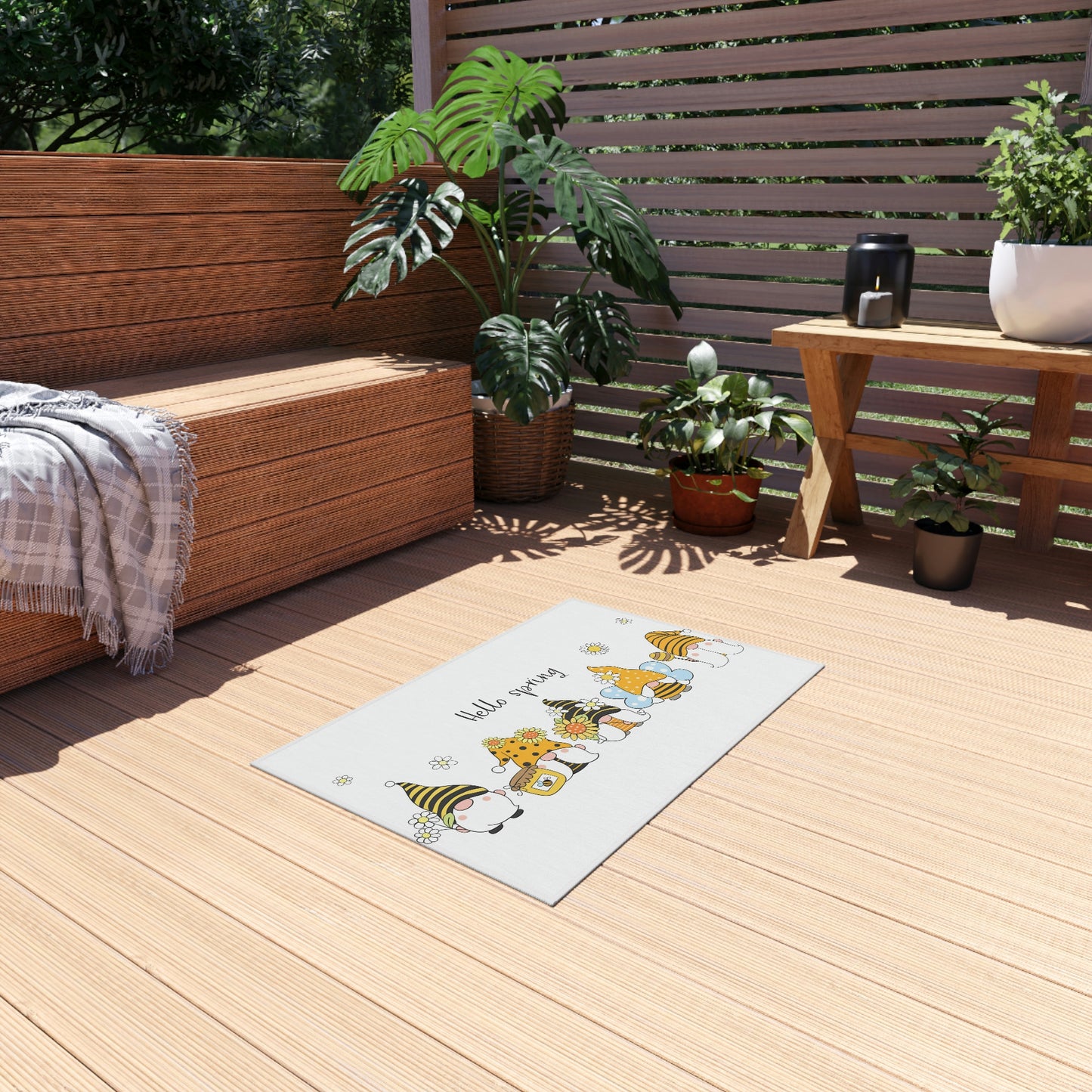 Hello Spring Gnomes - Outdoor Rug